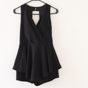 Purple Snow Small Black Open Back Halter Romper